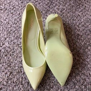 Lime green Paten leather heels